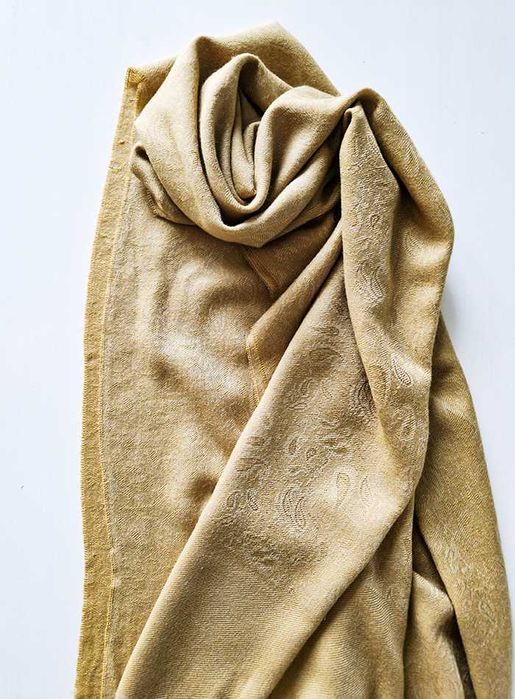 Szal Pashmina (kaszmir+jedwab) – musztardowy