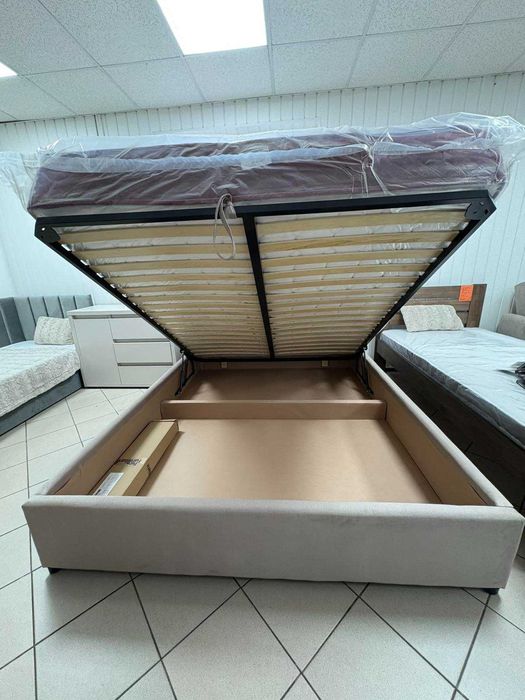 Ліжко з підйомним механізмом, 160х200 см, бежеве