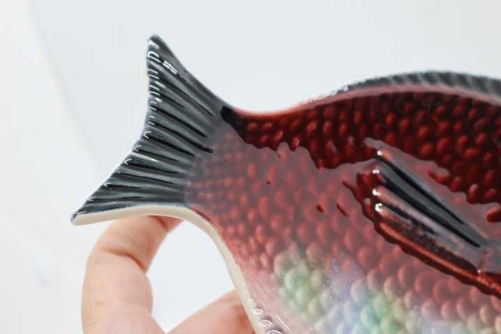 Travessa Peixe 21 cm Vidrada Faiança Caldas Rainha Marcada Subtil P.49