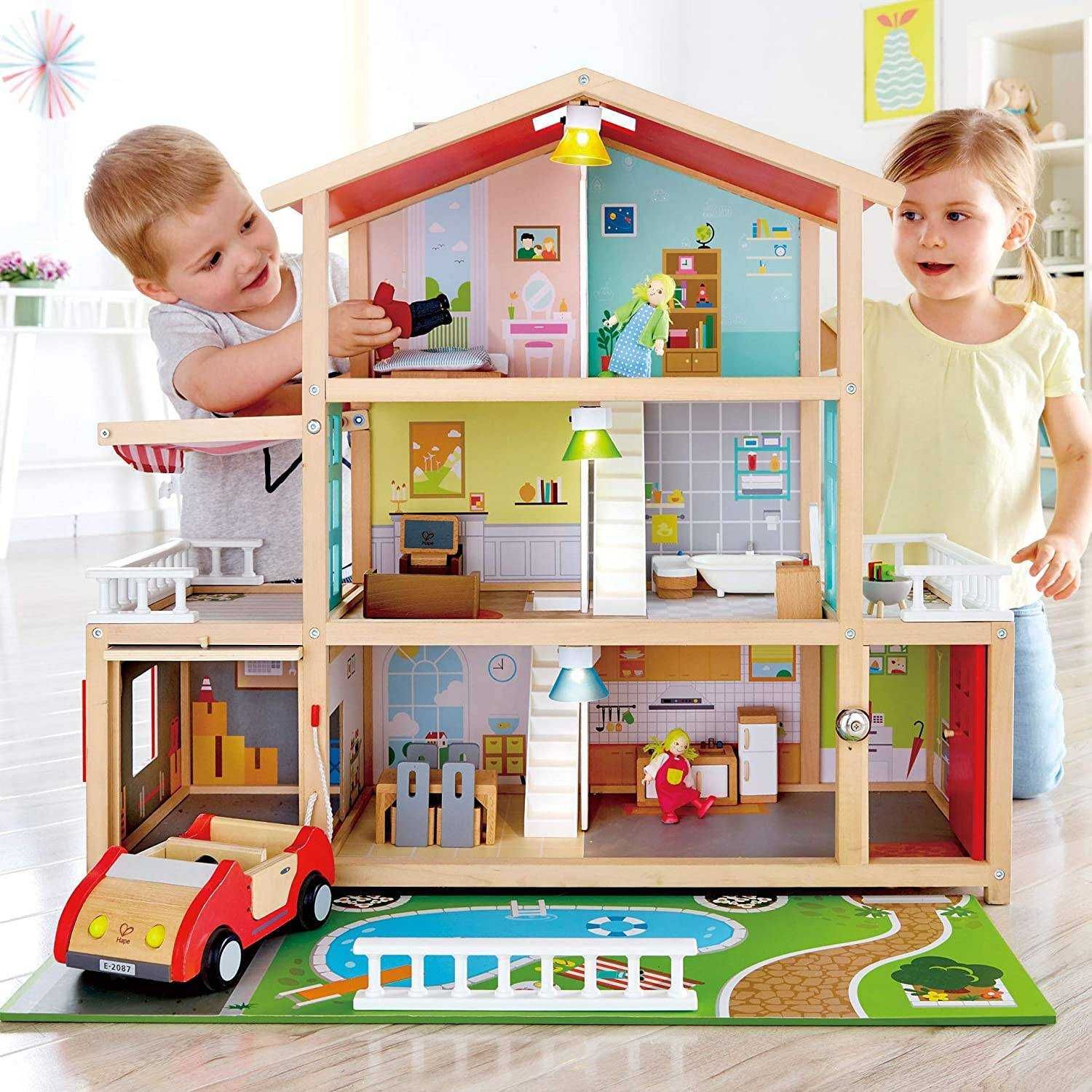 Domek z ekologicznego drewna Hape Doll Family Mansion dla dzieci