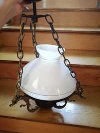 Stara stylowa lampa żyrandol wisząca mosiężna retro lata 80