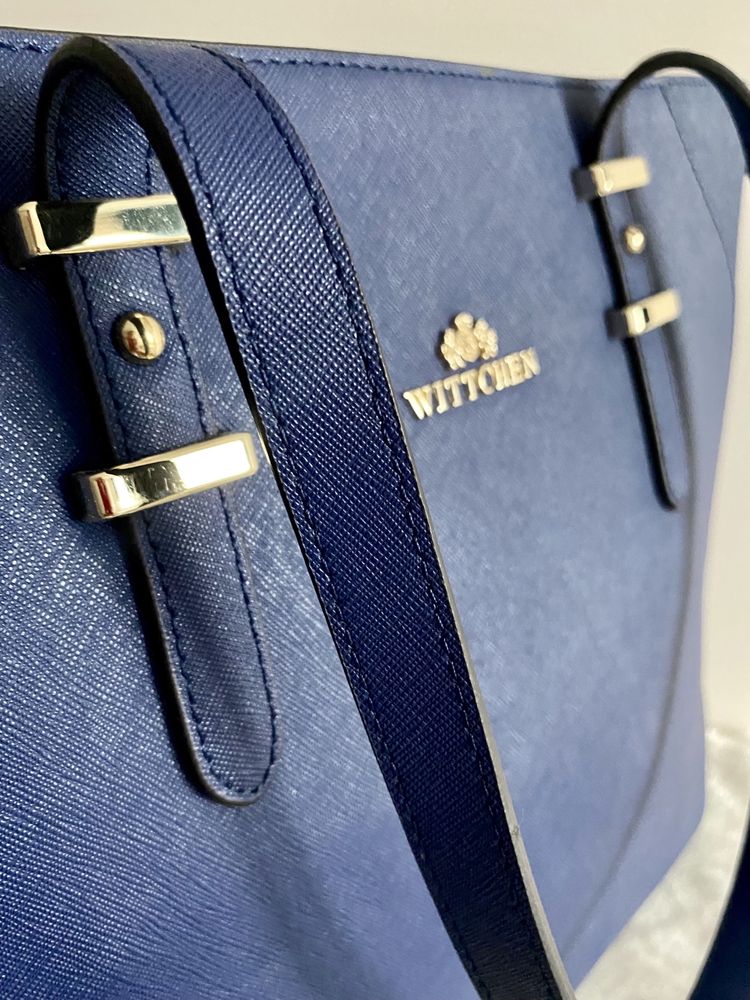 Wittchen skórzana torebka shopper - granatowa shopperka navy