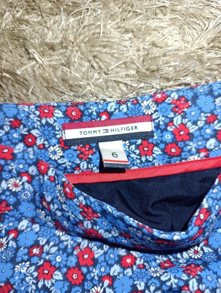 Spódnica 40 Tommy Hilfiger niebieska kwiaty krótka rozkloszowana flora