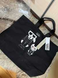 Karl Lagerfeld torba torebka stoperów shooper duża czarna z logo