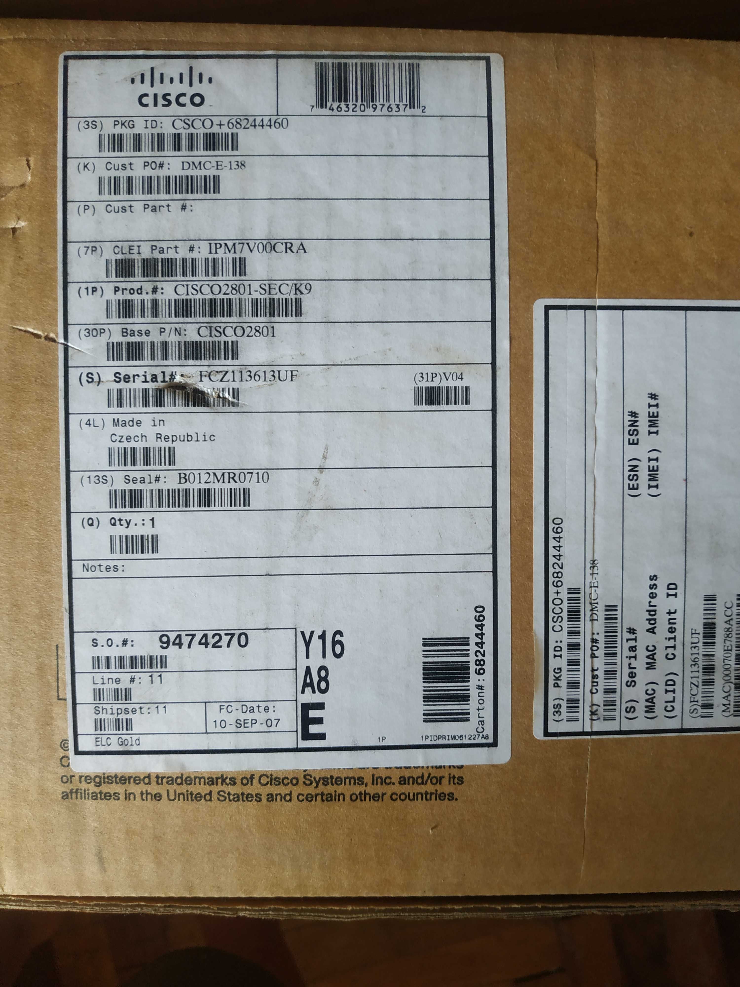 Маршрутизатор Cisco 2801 роутер, серверне обладнання