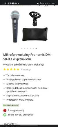 Mikrofon wokalny Pronomic DM-58-B z włącznikiem