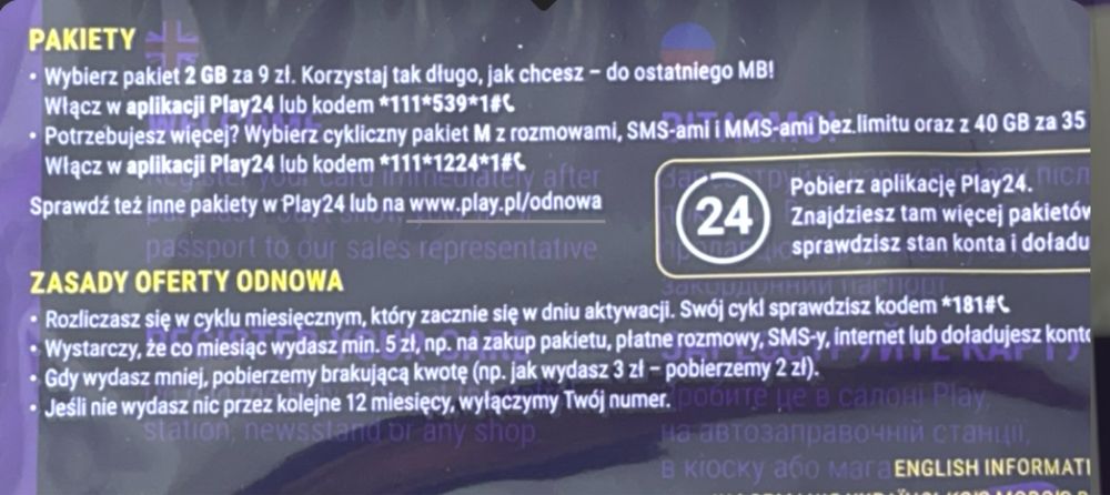Play odNowa 5 PLN Karta SIM Card PrePaid #NicNiePrzepada