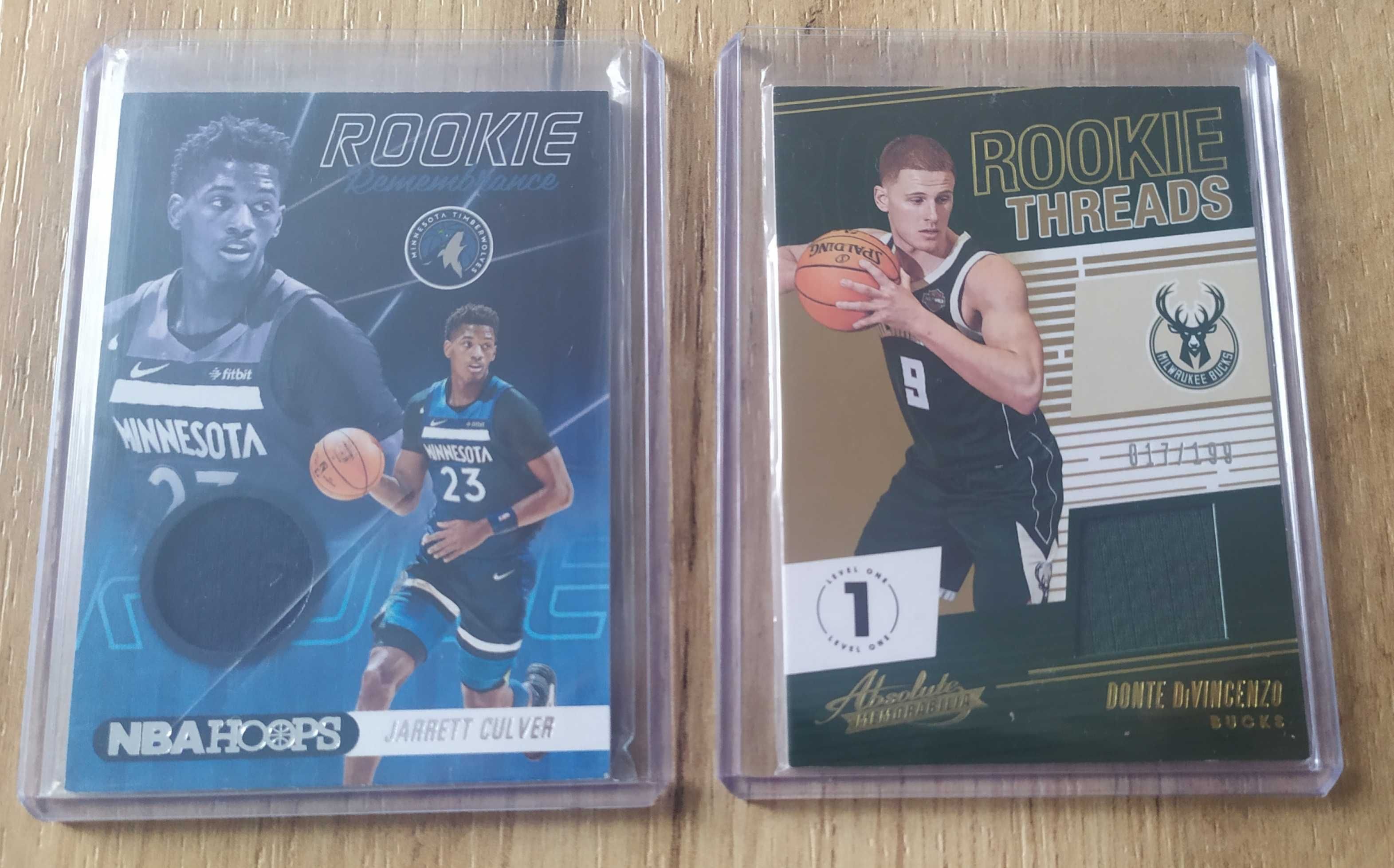 Karty Panini NBA, ROOKIE, z kawałkami koszulek