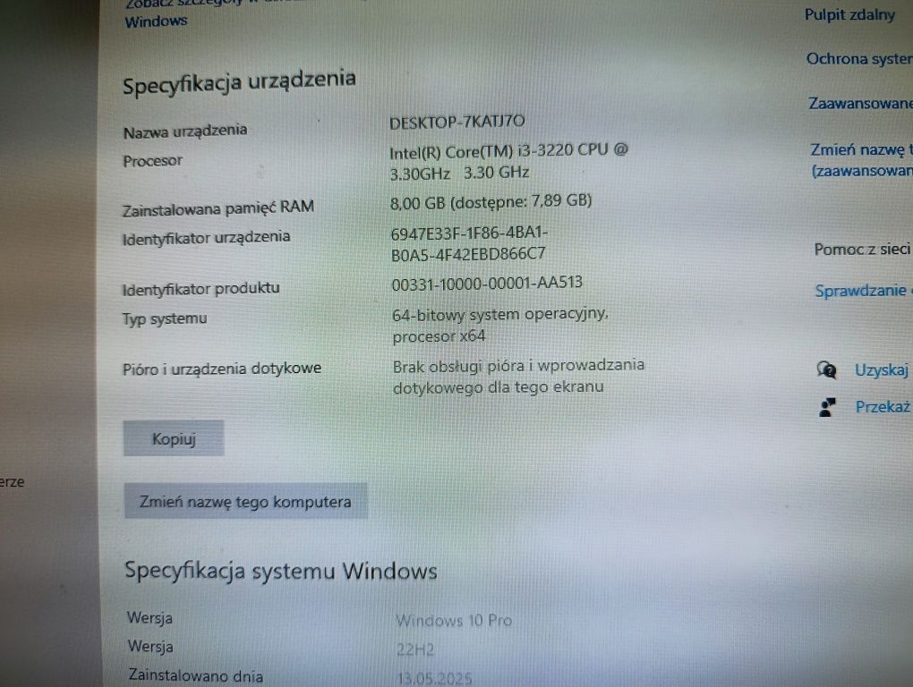 Dell Optiplex i3 3.3 GHz 8 GB RAM All in one