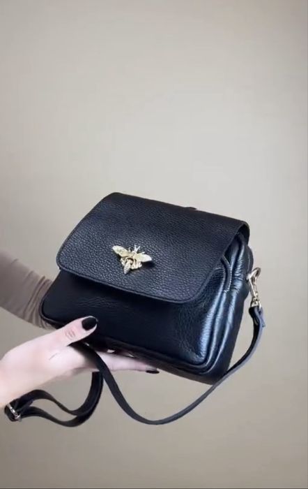 Сумка чорна шкіряна