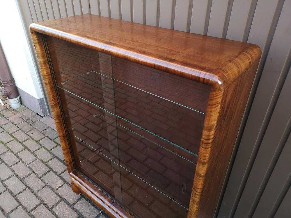 Witryna Serwantka Biblioteka ART-DECO Orzech Stara Antyk Po Renowacji.