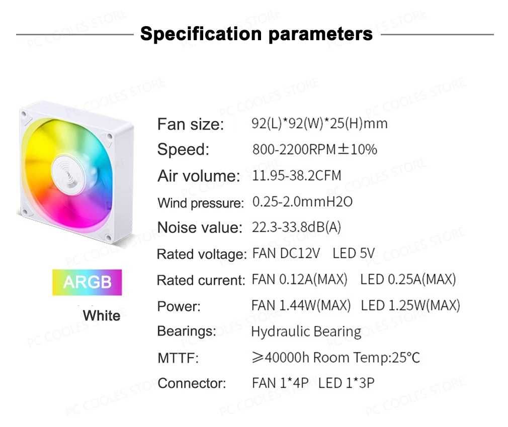 Wentylator komputerowy Jonsbo SL-925B 92mm 4-pin PWM ARGB LED FAN PC