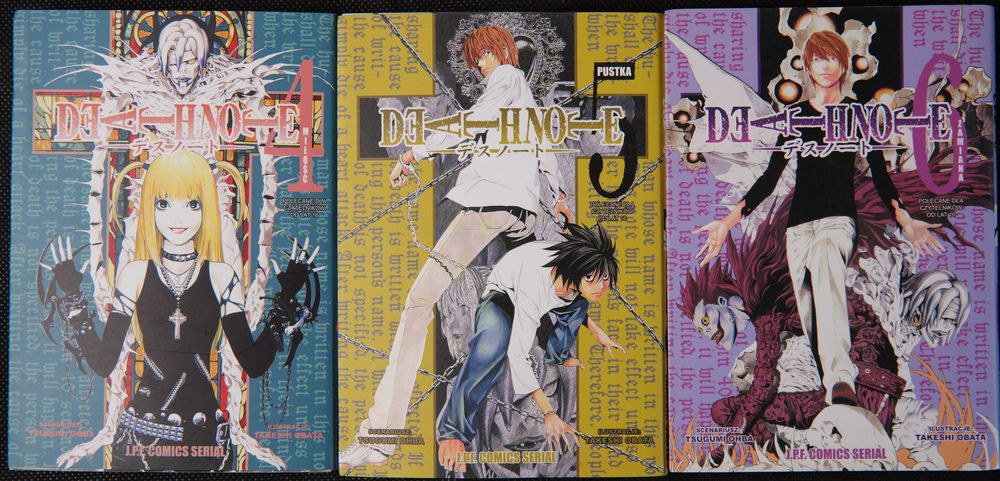 Komiksy Death Note – tomy 4, 5, 6 – manga Tsugumi Ohba & Takeshi Obata