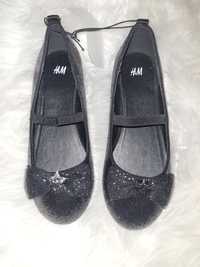 H&M baleriny czarne brokatowe r.32