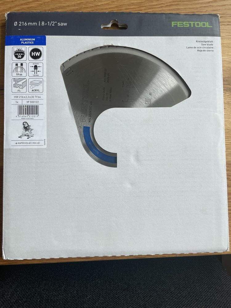 Tarcza pilarska FESTOOL Aluminium/Plastics HW 216x2,3x30 TF64