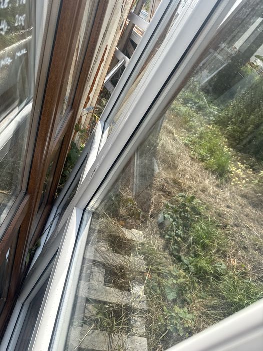 2x okno tarasowe plastikowe 146x208 otwierany slupek zloty dab (transp