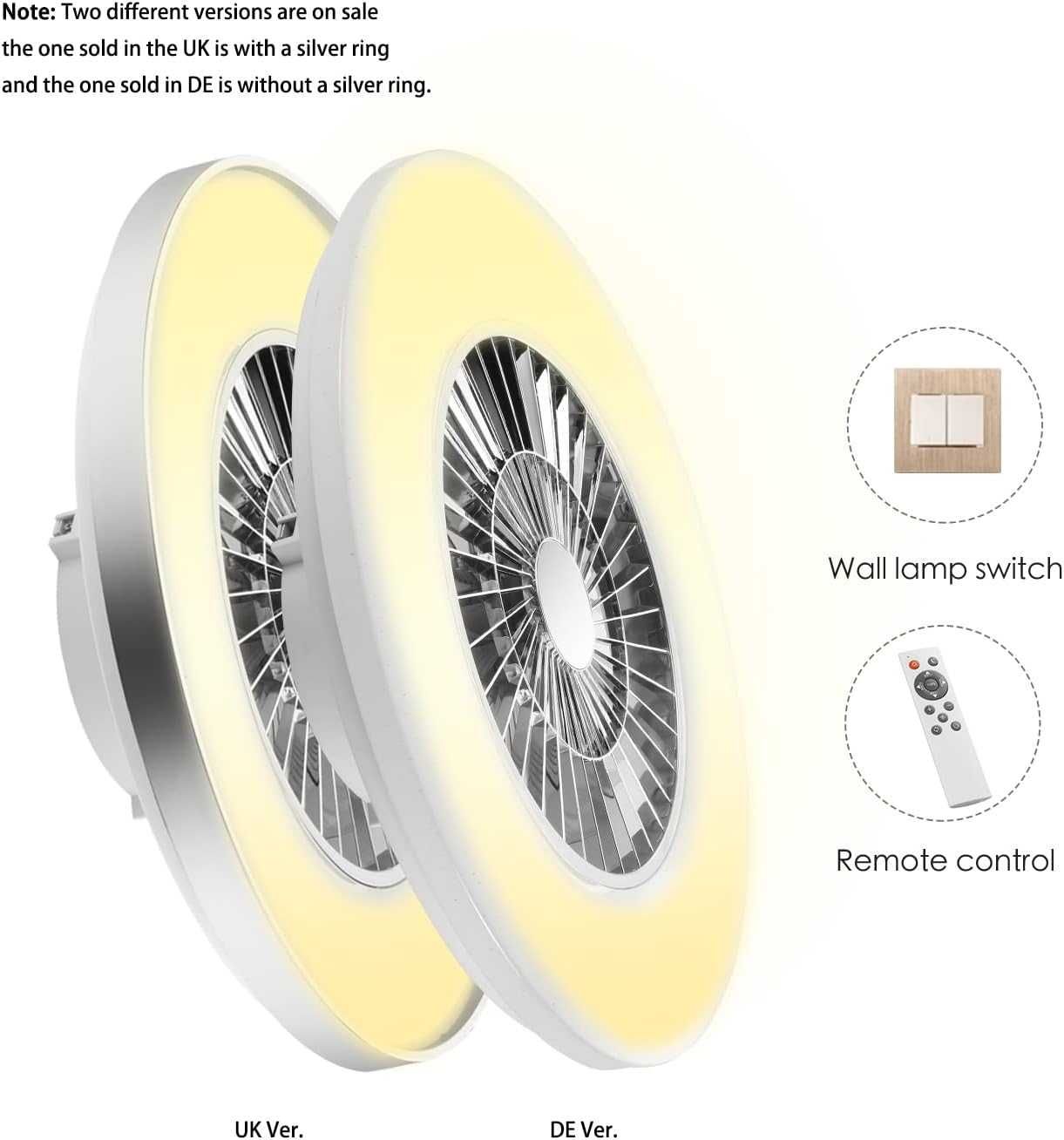 Wentylator sufitowy Lampa LED- Pilot Timer- 3.000-5.500K- Srebrny 60cm