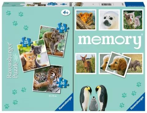Puzzle 3w1 i memory. Dzieci Zwierząt. Ravensburger