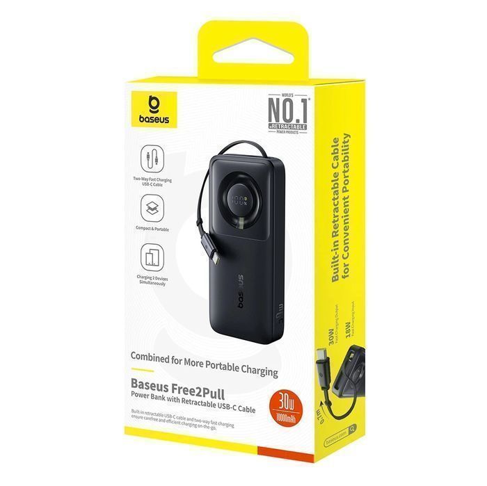 Powerbank Baseus Free2Pull 10000mAh 30W z portem USB-C i rozwijanym