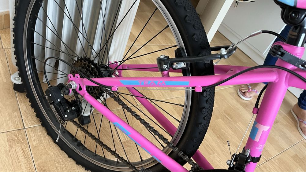 Bicicleta TEAM rosa e azul