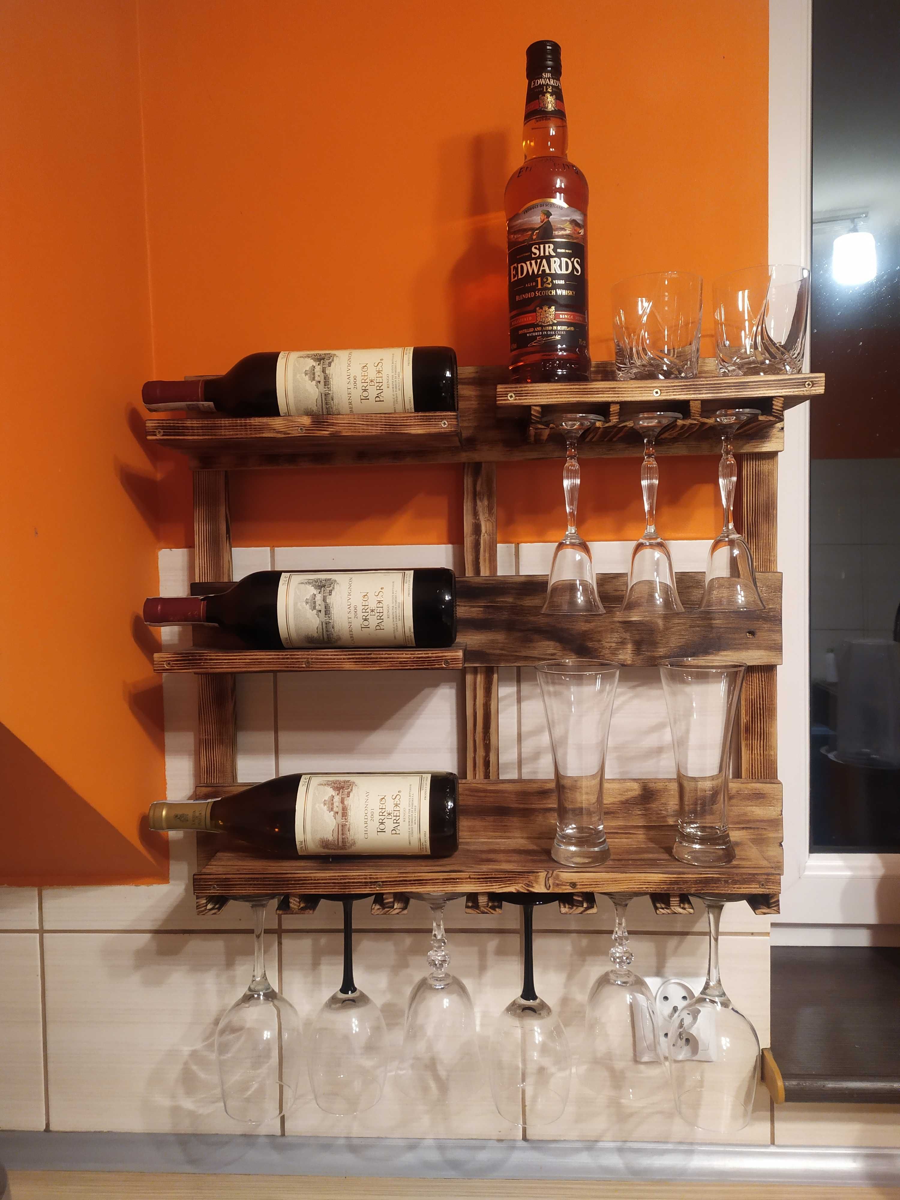 Półka na wino i alkohol z palet rustykalna vintage  Nowa