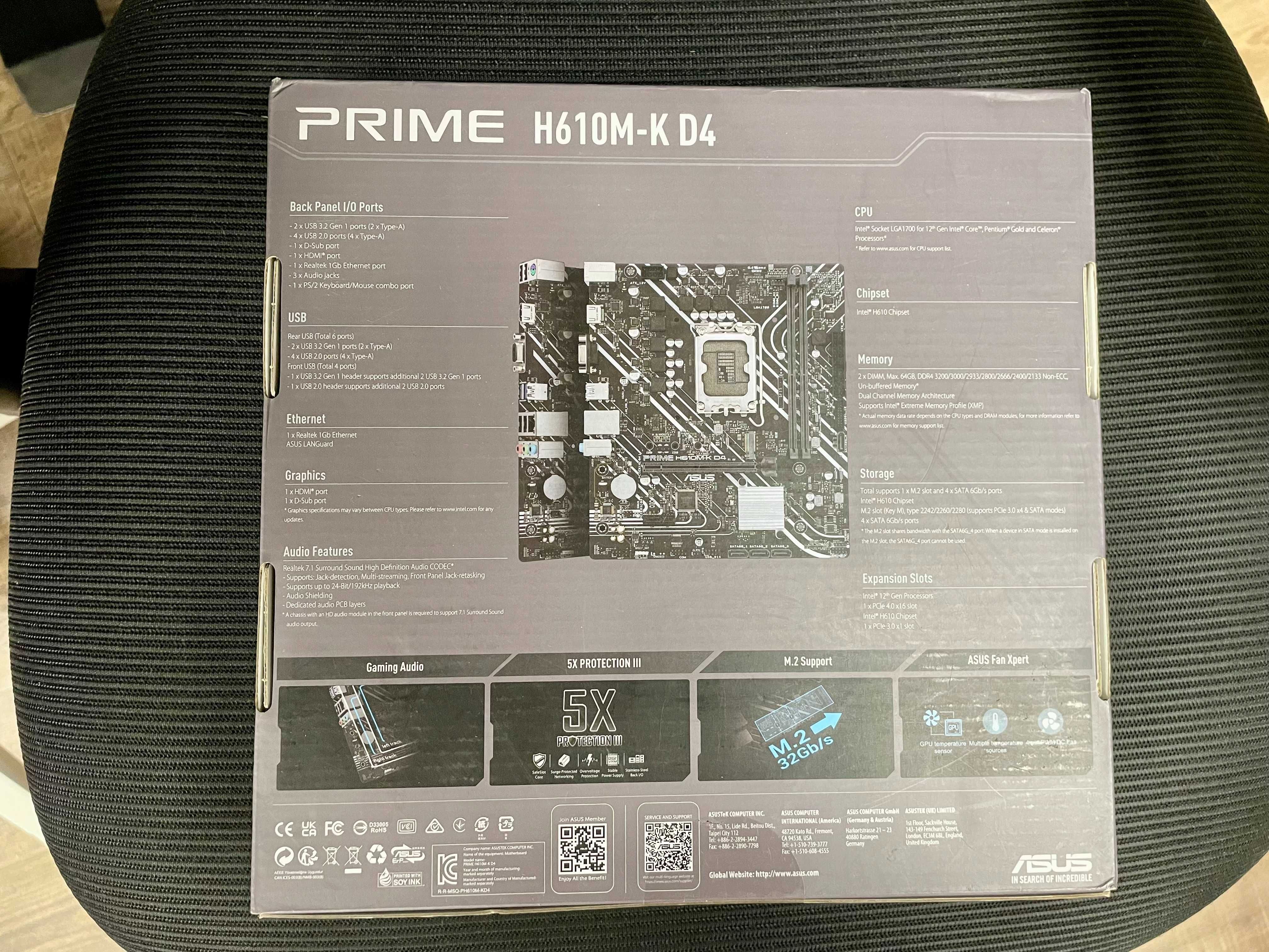 ASUS Prime H610M-K D4 - Placa Base mATX Intel H610 LGA 1700