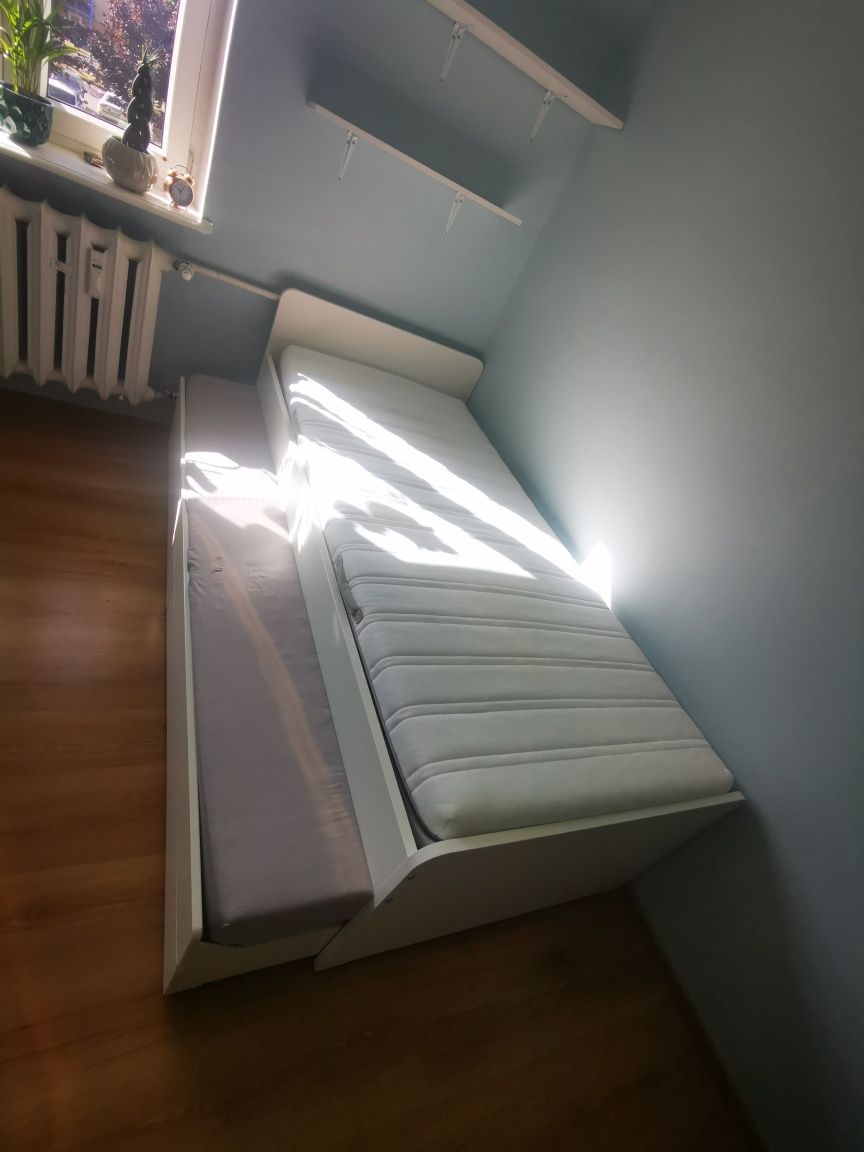 Łóżko SLÄKT 90x200 z pojemnikiem + 2 materace