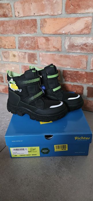 Nowe buty kozaki śniegowce czarne 35 dla chłopca richter świecący oczy