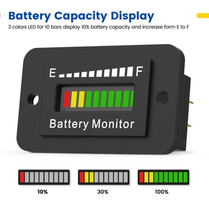 Wodoodporny wskaźnik pojemności akumulatora 12 V-72 V