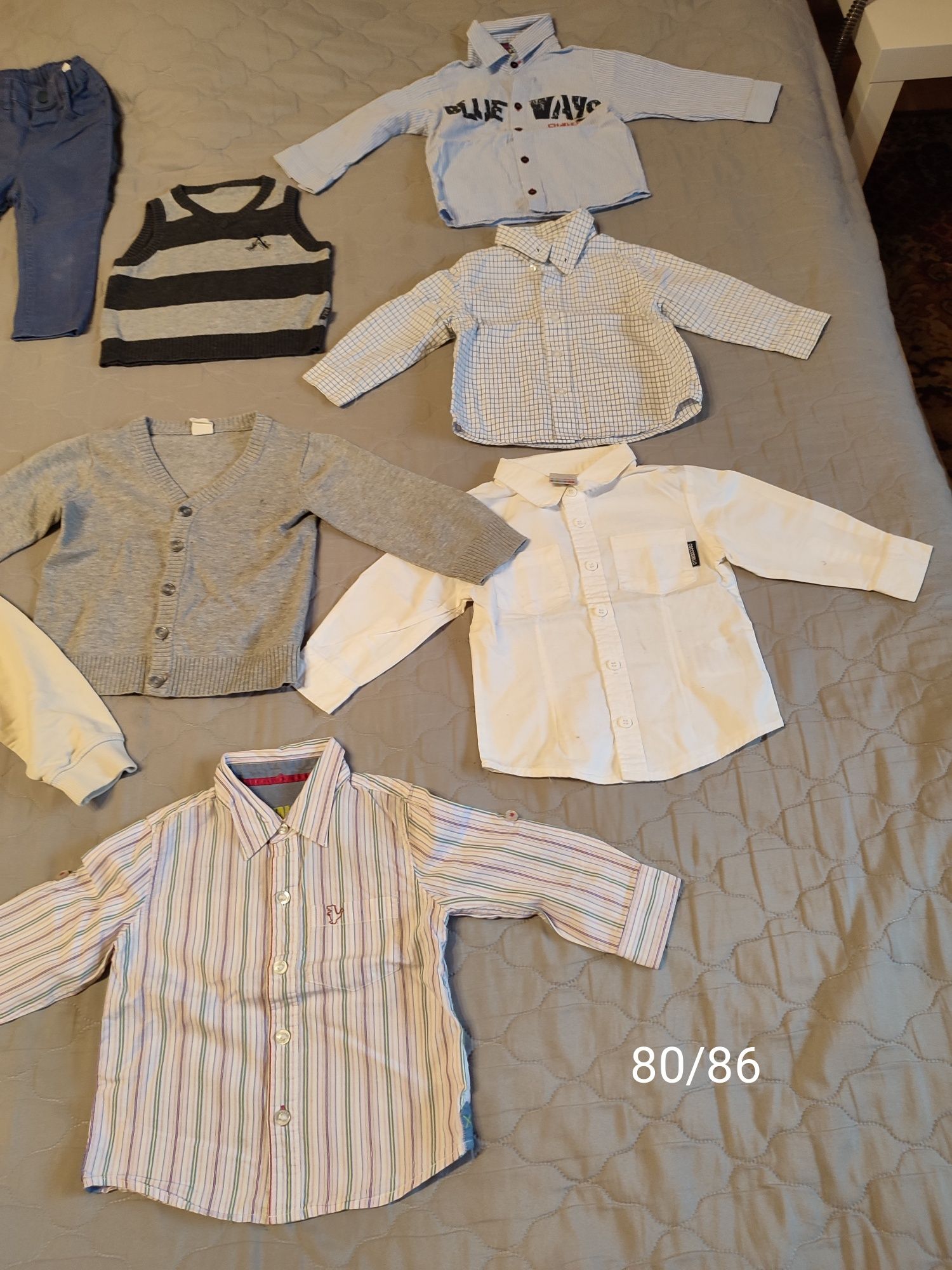Zestaw ubrań dla chłopca 80/86-92 (11 sztuk) bluza, koszule, spodnie