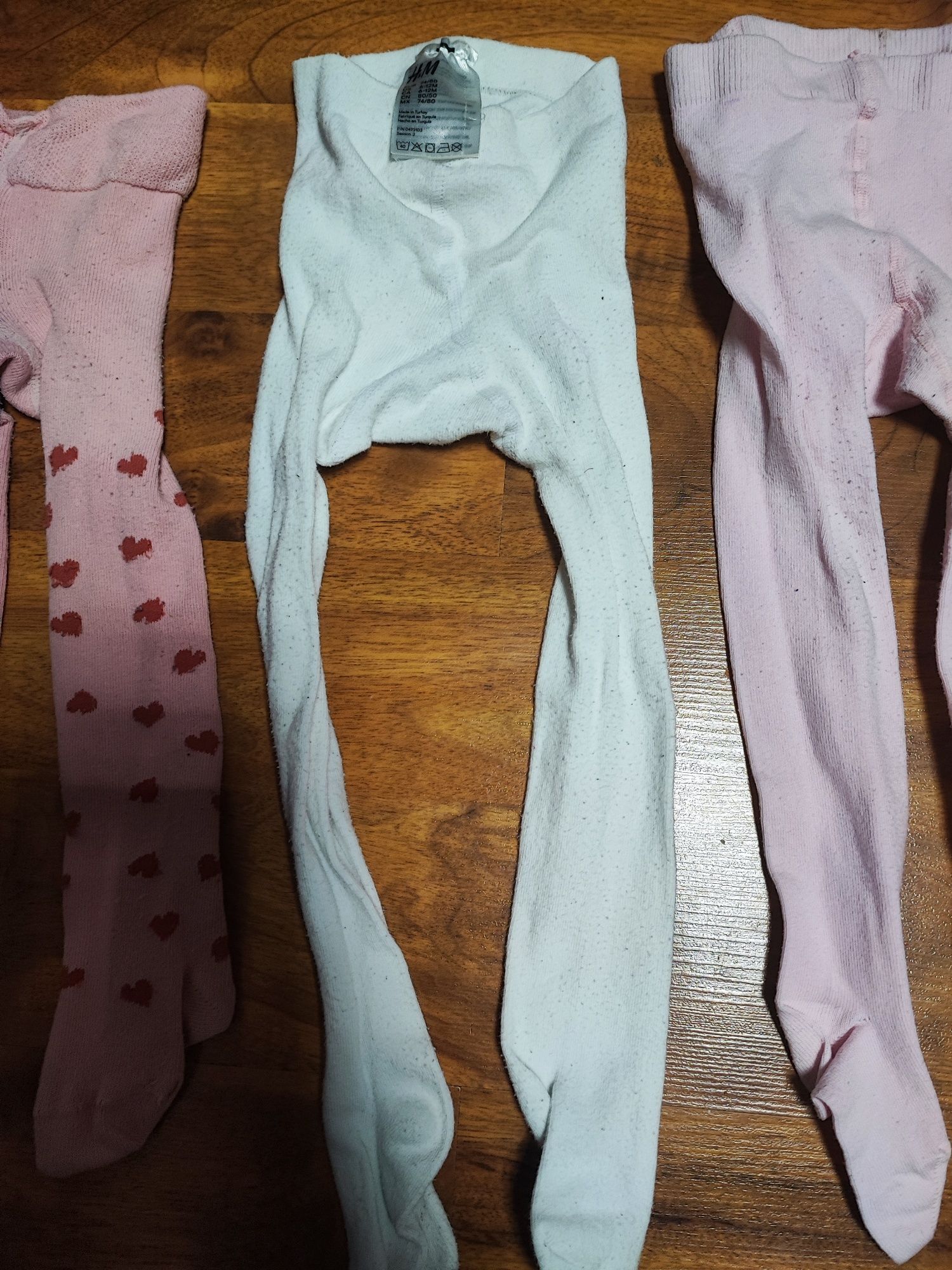 Rajstopy 74 80 paka białe Gatta H&M różowe prążki