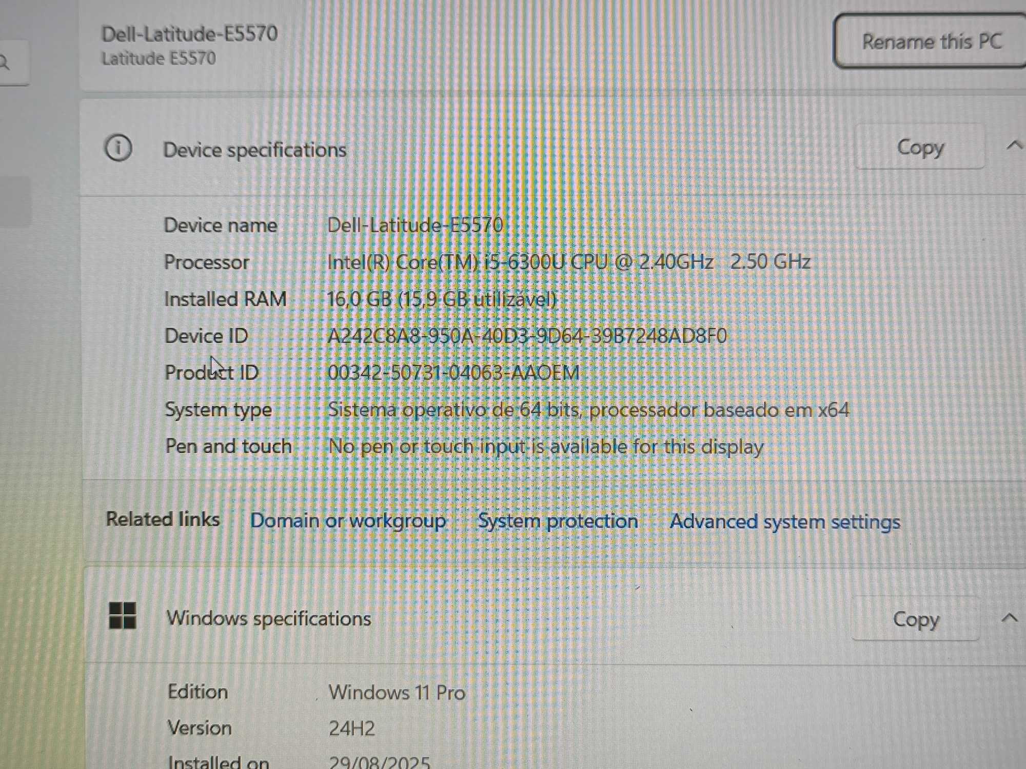 Dell Latitude E5570 i5 ssd 256GB 16GB FullHD