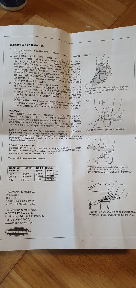 Ortezy Aircast Airlift PTTD Brace Płaskostopie zapalenie rozcięgna