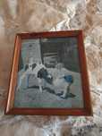 Quadro em madeira e foto  vintage.