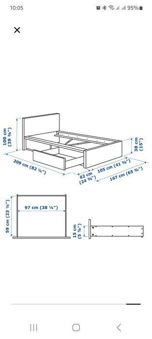 Cama individual - Malm com arrumação