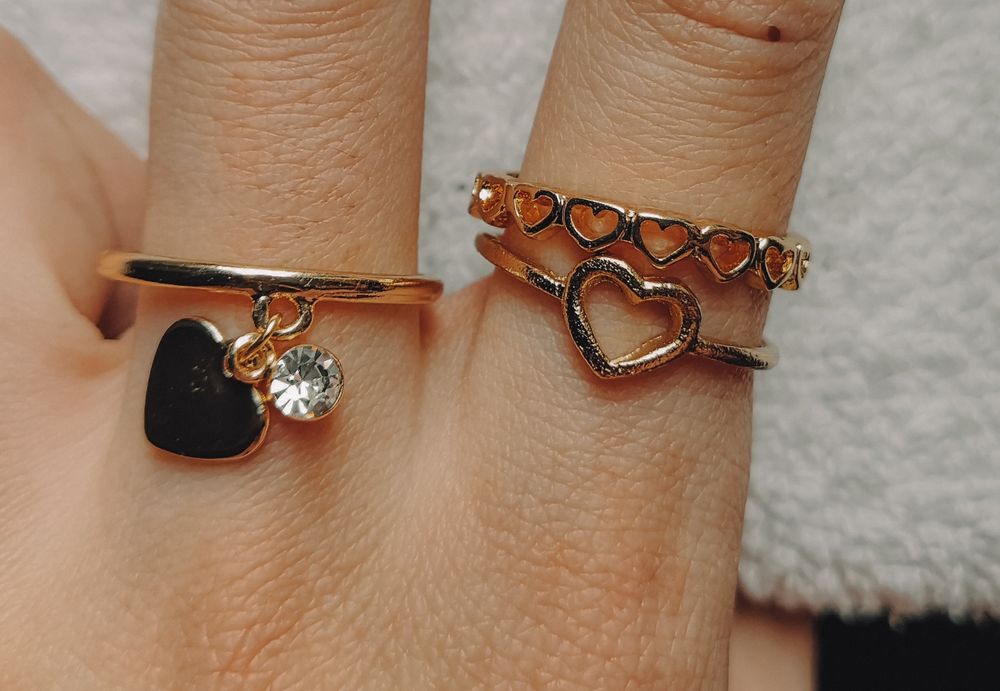 Conjunto Colar e Anéis "Coração"