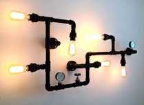lampa, kinkiet loft, z rur hydraulicznych
