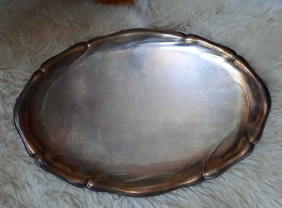 35 cm Stara posrebrzana duża srebrna platerowana srebrem plater