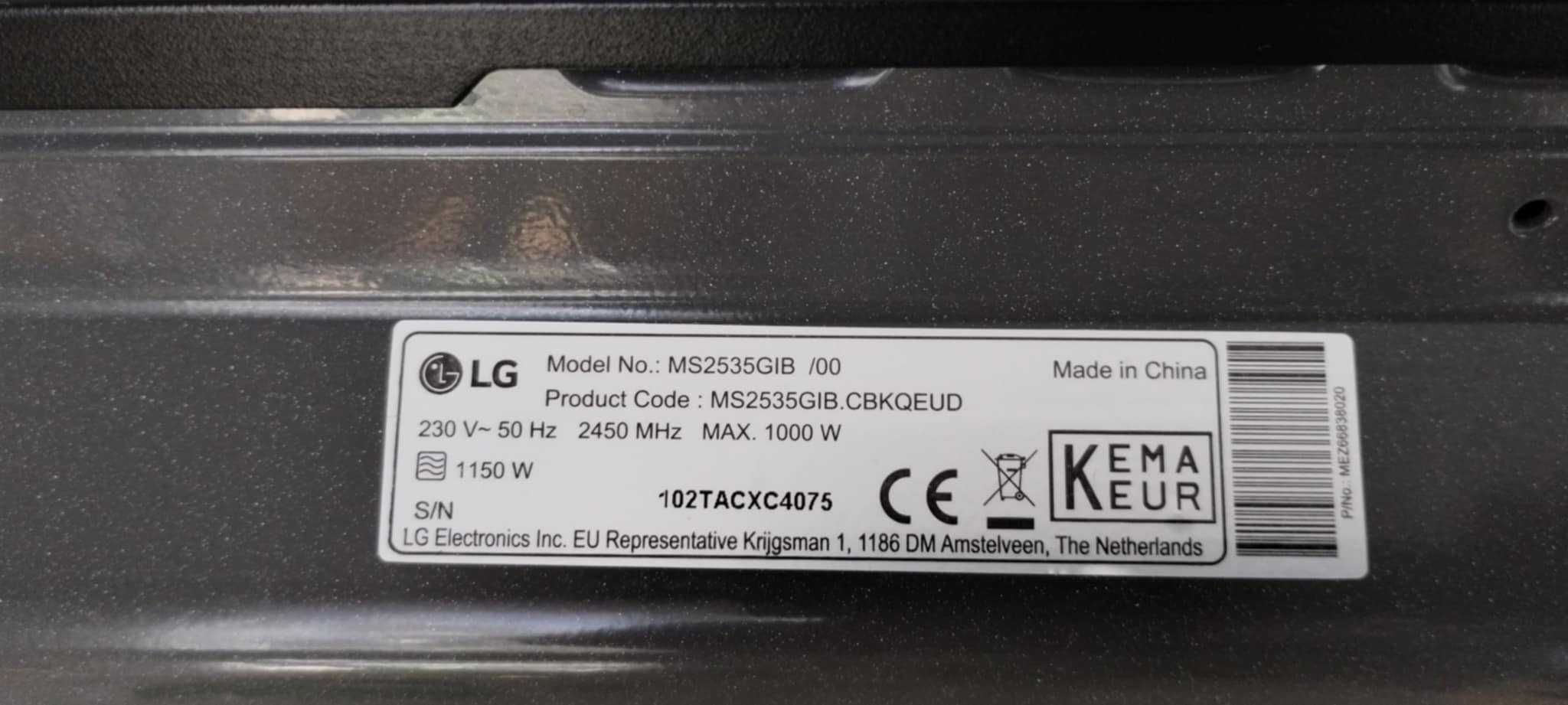 Kuchenka mikrofalowa LG MS2535GIB