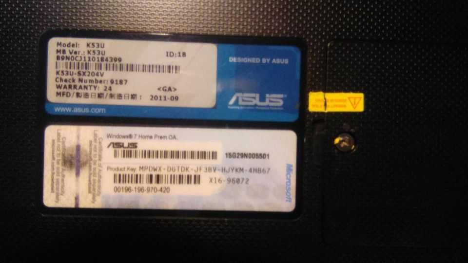 Portátil ASUS K53U