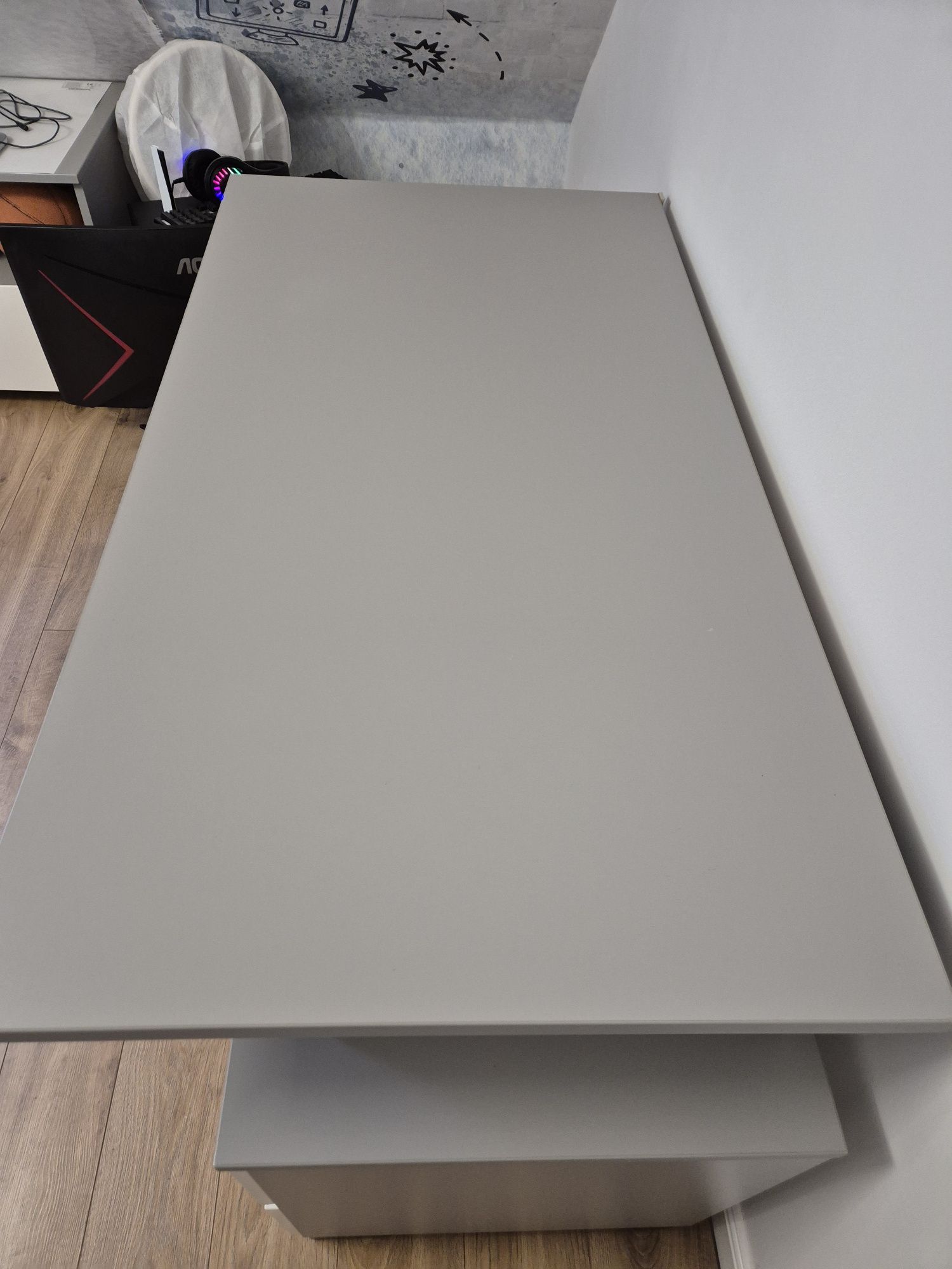 MEBLIK Biurko Flex Grey 125cm + Box Uni Grey
