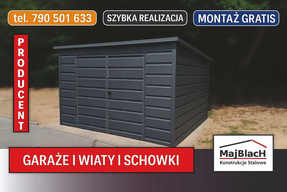 Wiata ogrodowa/śmietnikowa|Altana na Narzędzia|Garaż |Garaże–Maj-Blach