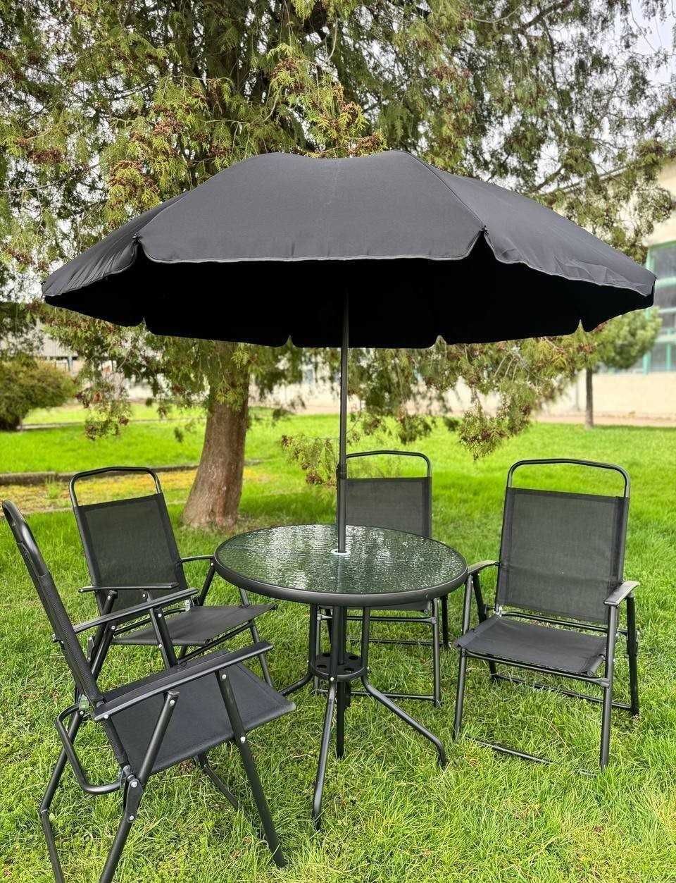 Мебель для сада стол со стульями и зонтик