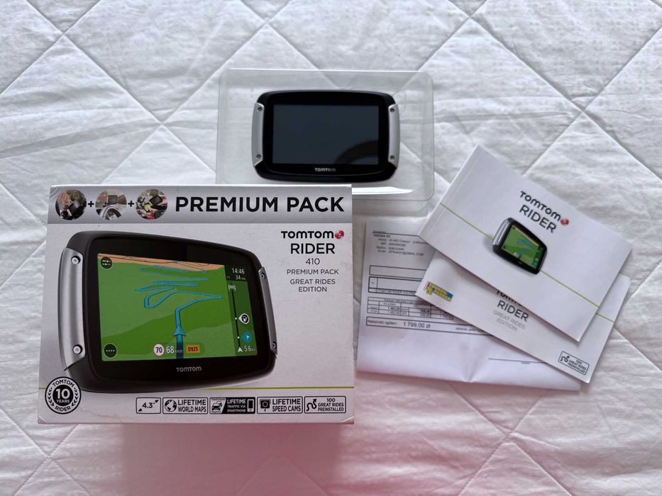 Tomtom Rider 410 Premium Pack, uchwyt motocyklowy i samochodowy