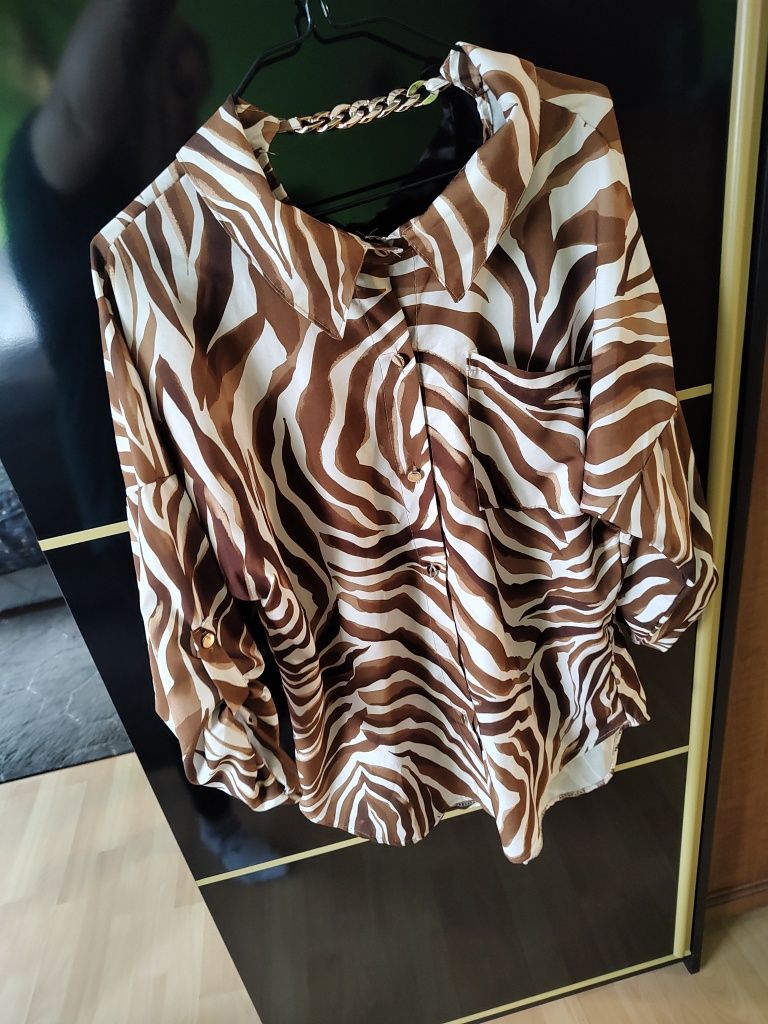 Koszula zebra cappucino beżowa brązowa