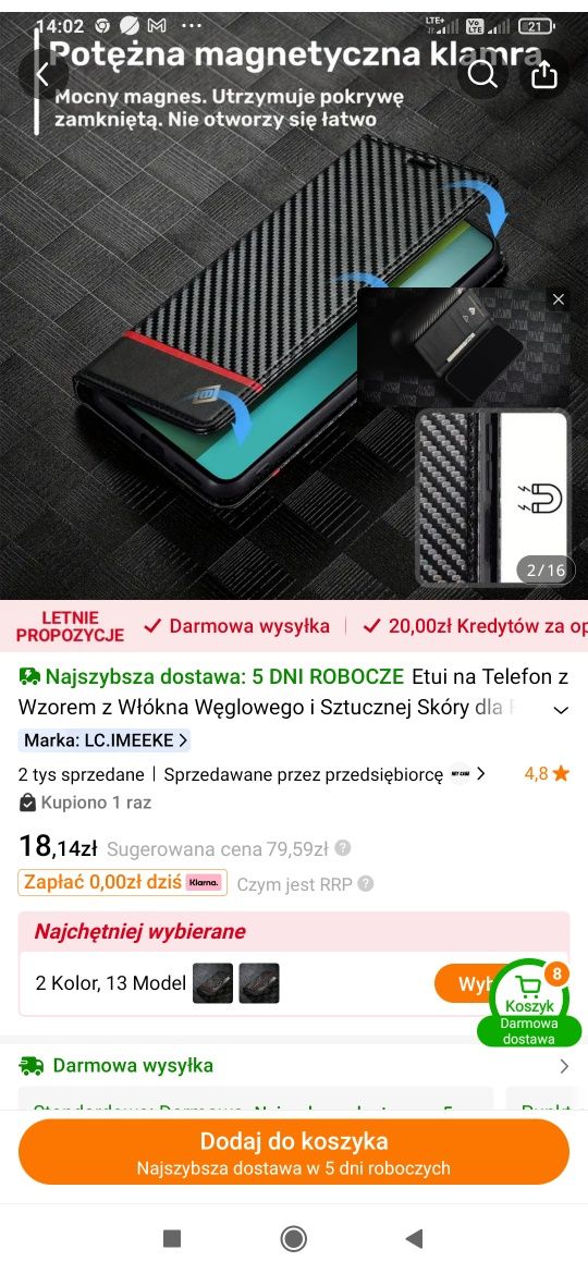 Etui na telefon czarne