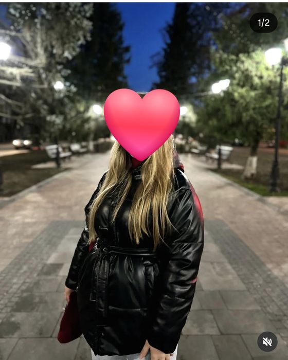 Куртка чорна з поясом лакова під шкіру шкіряний пуховик