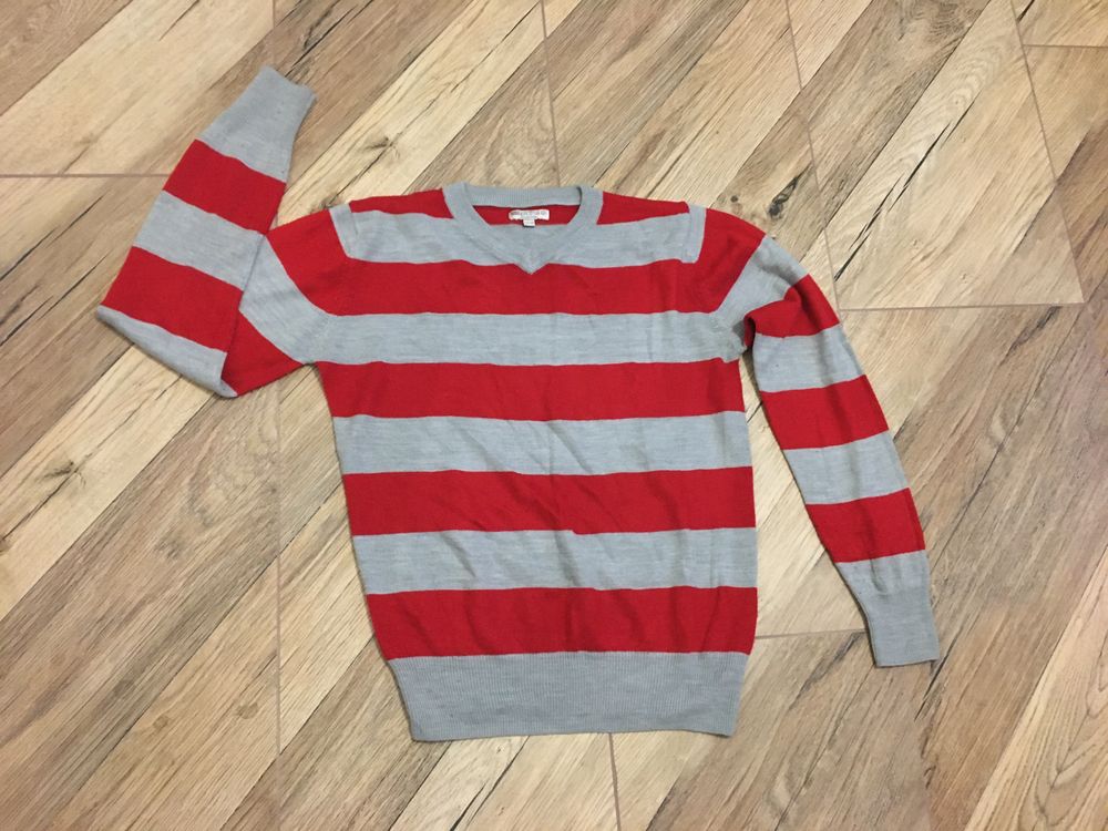 Szaro czerwony sweter meski indigo r.11-12 lat