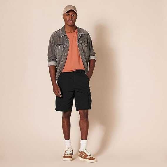 Spodenki AMAZON ESSENTIALS Classic Fit Short Cargo Bawełna Czarny 44