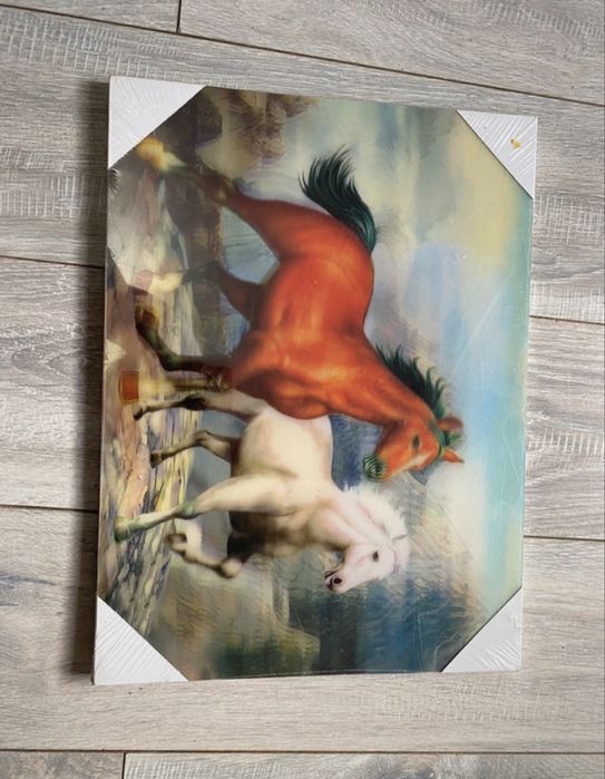 Obraz 3D na drewnie konie w galopie nowy horses